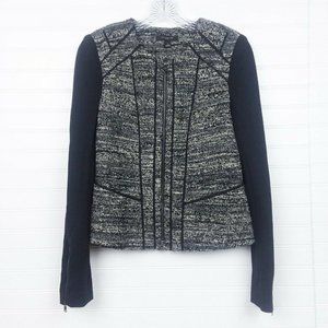 Ann Taylor Wool Blend Black & Gray Tweed Jacket